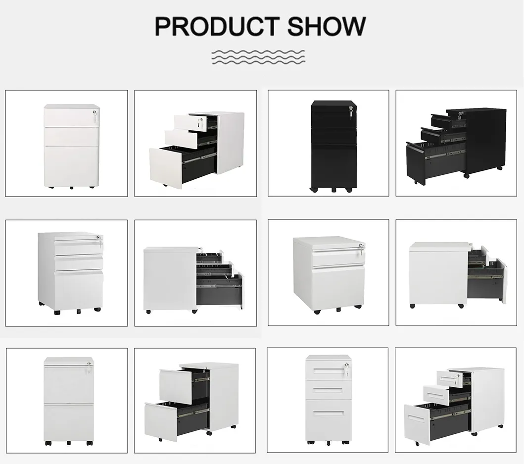 Widely Customer Acceptable File Cabinet with Lockable Rubber Wheel