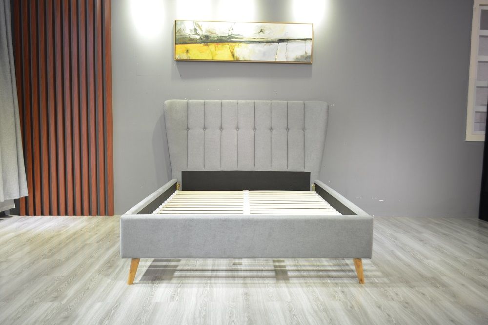 Wingback Upholstered Panel Bed Modern Furniture