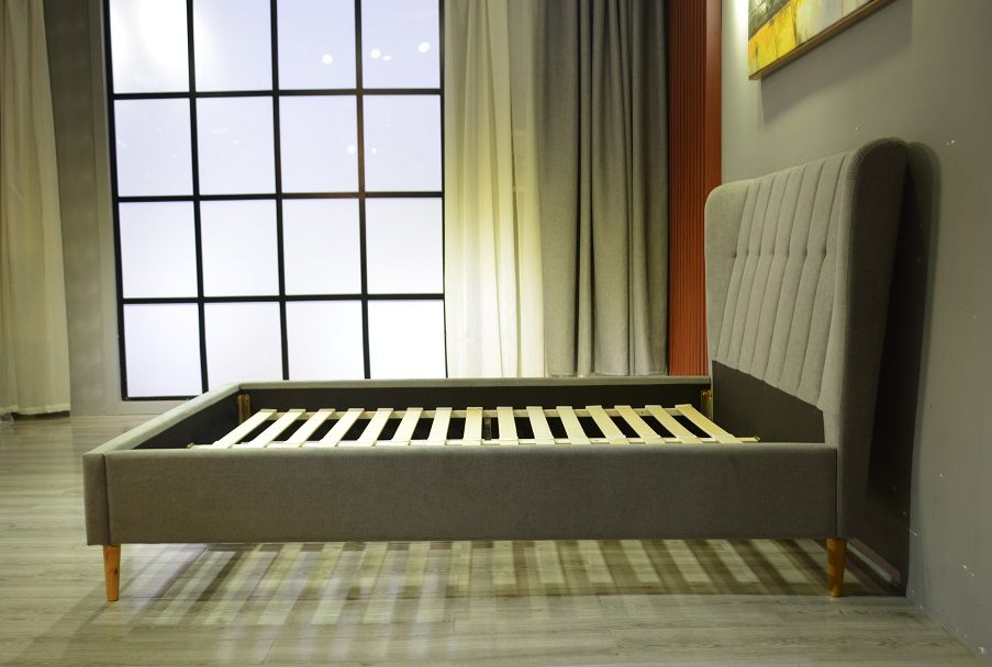 Wingback Upholstered Panel Bed Modern Furniture