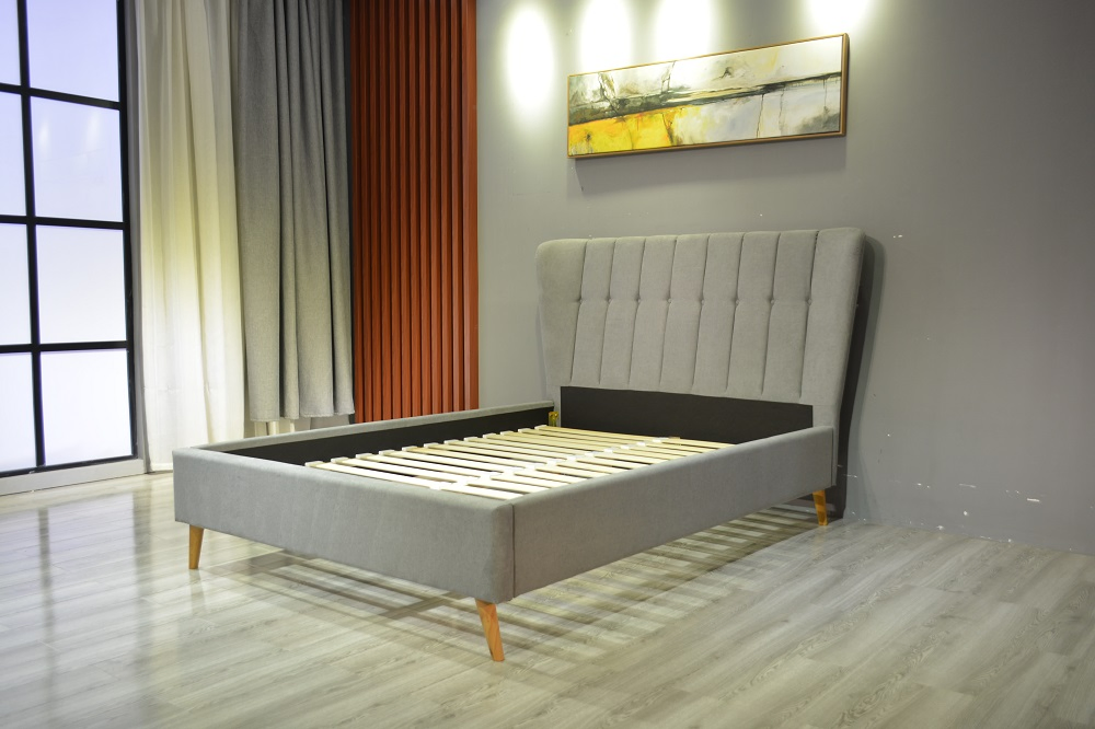 Wingback Upholstered Panel Bed Modern Furniture
