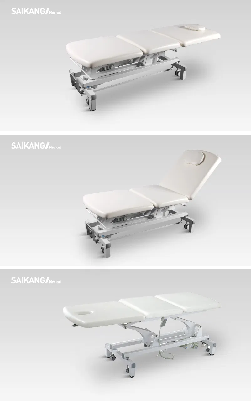 X27 Saikang 3 Function Adjustable Exam Couch Bed Stainless Steel Adjustable Electric Medical Clinic Patient Examination Table