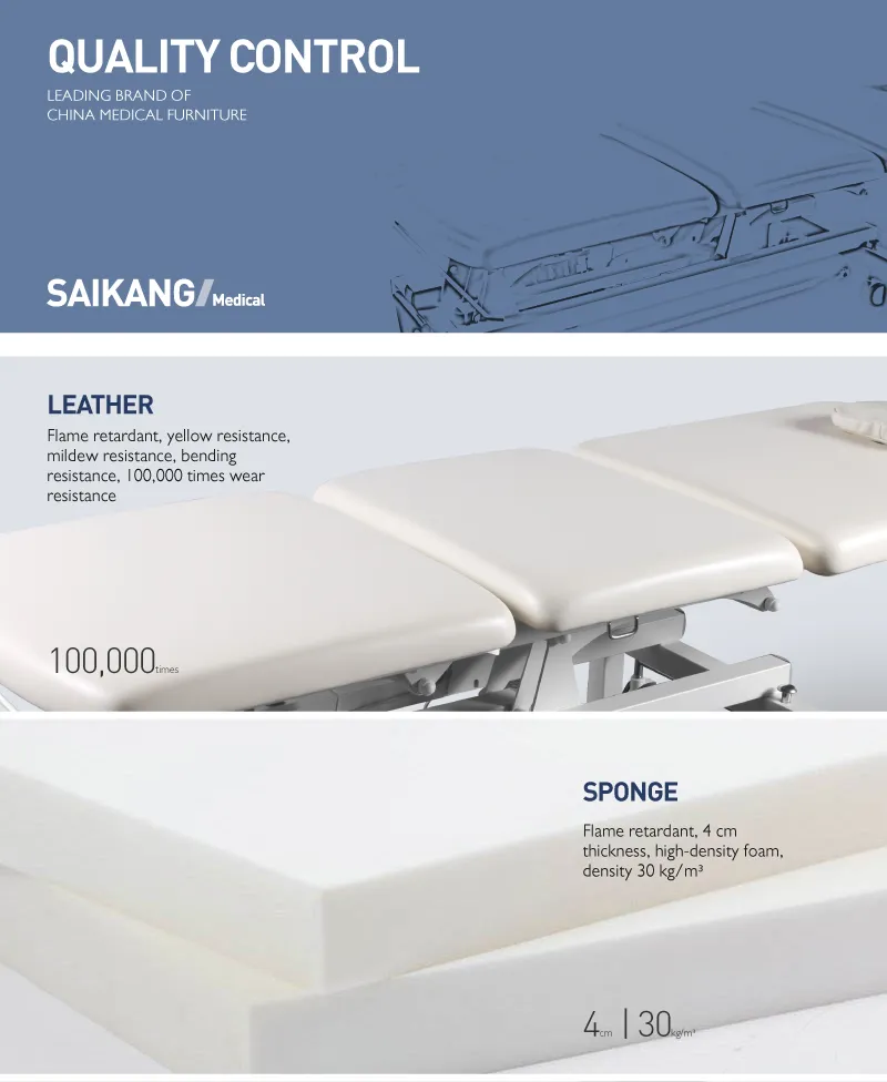 X27 Saikang 3 Function Adjustable Exam Couch Bed Stainless Steel Adjustable Electric Medical Clinic Patient Examination Table